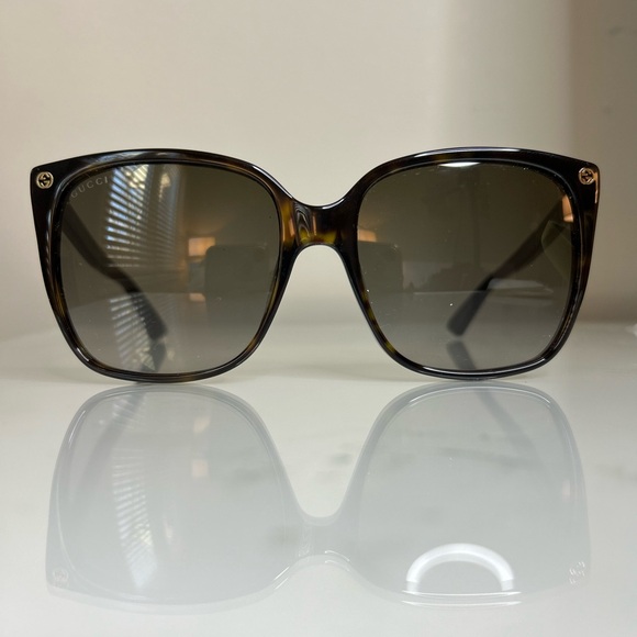 Gucci 57 mm Square Sunglasses in Black/Dark Havana - GG0022S 003 - Picture 5 of 8